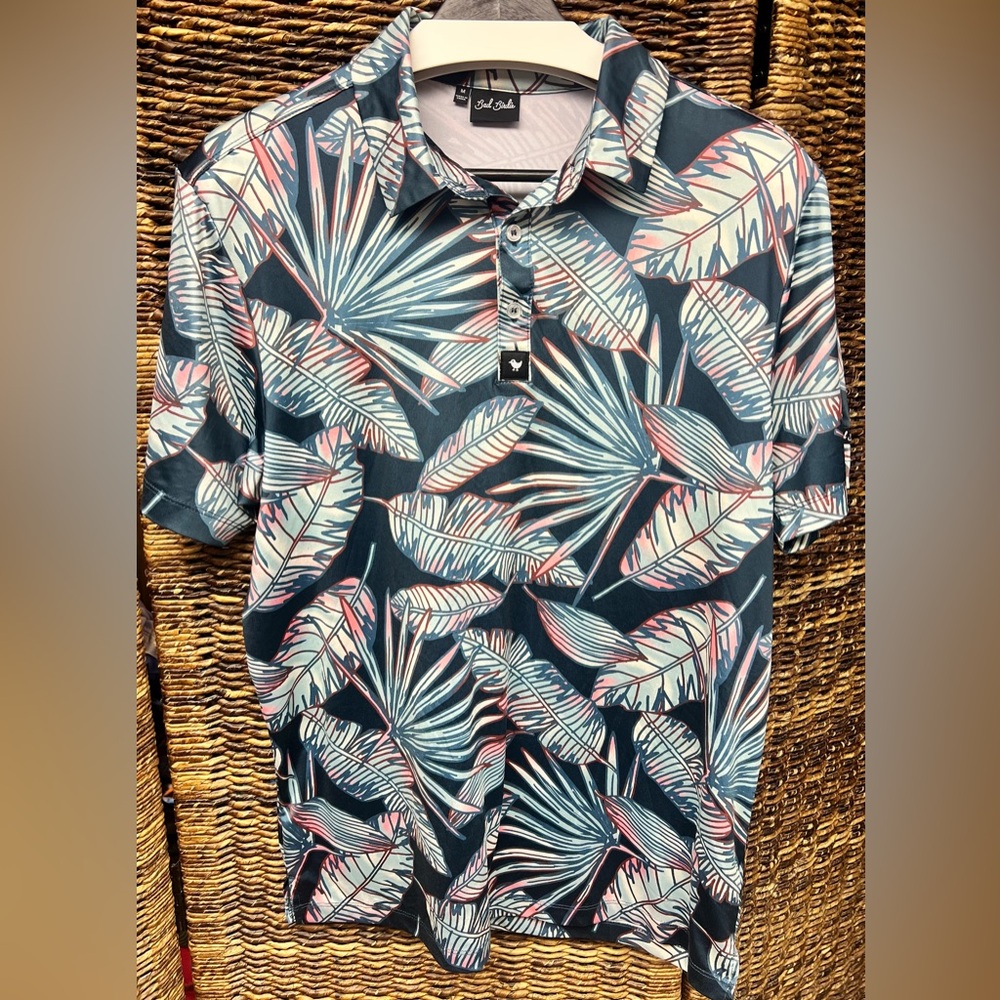 Bad Birdie - Mens‎ Polo Shirt- Medium, Pattern leaf